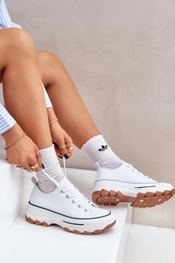 Hot Niskie Trampki Damskie Na Platformie Białe Aradwin Damskie Trampki Damskie Niskie