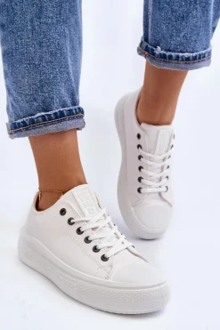 Best Niskie Trampki Damskie Ocieplane Białe Big Star MM274029 Damskie Trampki Damskie Big Star|Trampki Damskie Wysokie