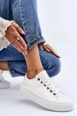 Best Niskie Trampki Damskie Ocieplane Białe Big Star MM274029 Damskie Trampki Damskie Big Star|Trampki Damskie Wysokie