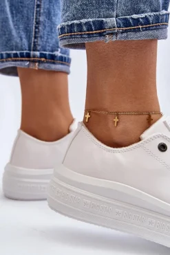 Best Niskie Trampki Damskie Ocieplane Białe Big Star MM274029 Damskie Trampki Damskie Big Star|Trampki Damskie Wysokie