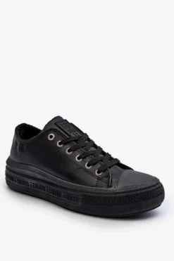 Clearance Big Star Shoes Niskie Trampki Damskie Ocieplane Czarne Big Star MM274031