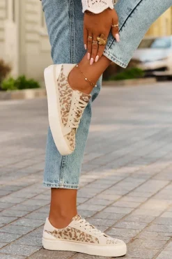 Trampki Damskie Niskie>Lee Cooper Niskie Trampki Damskie Panterka LCW-25-02-3330L Beżowe