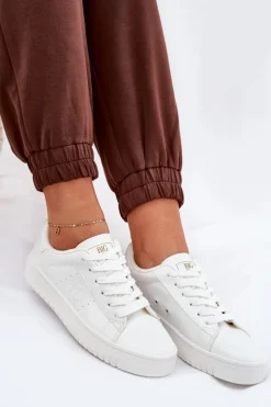 Best Big Star Shoes Niskie Trampki Damskie Z Eko Skóry Big Star NN274577 Białe Biały