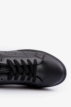 New Niskie Trampki Męskie Eko Skóra Big Star NN174284 Czarne Męskie Trampki Męskie Big Star|Trampki Niskie