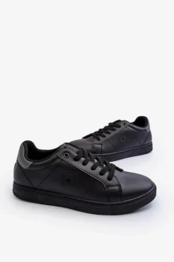 New Niskie Trampki Męskie Eko Skóra Big Star NN174284 Czarne Męskie Trampki Męskie Big Star|Trampki Niskie