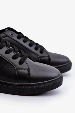 New Niskie Trampki Męskie Eko Skóra Big Star NN174284 Czarne Męskie Trampki Męskie Big Star|Trampki Niskie