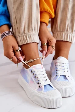 Trampki Damskie Niskie>Boto Niskie Trampki Na Platformie Niebiesko-Różowe Mischa