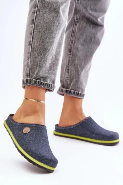 Outlet INBLU Obuwie Domowe Damskie Kapcie CS000039 Granatowe Niebieski