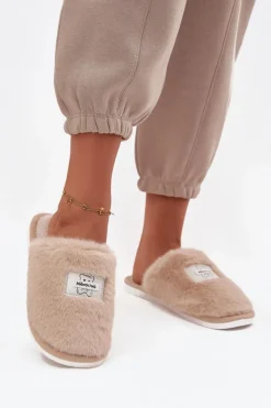 Best Obuwie Domowe Kapcie Damskie Futrzane Beżowe Maelis Damskie Kapcie Klasyczne