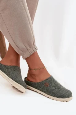 Hot INBLU Obuwie Domowe Kapcie Damskie CS000047 Zielone Zielony