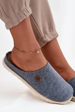 Obuwie Domowe Kapcie Damskie CS000047 Błękitne Damskie Kapcie Klasyczne|Klapki Damskie Klasyczne