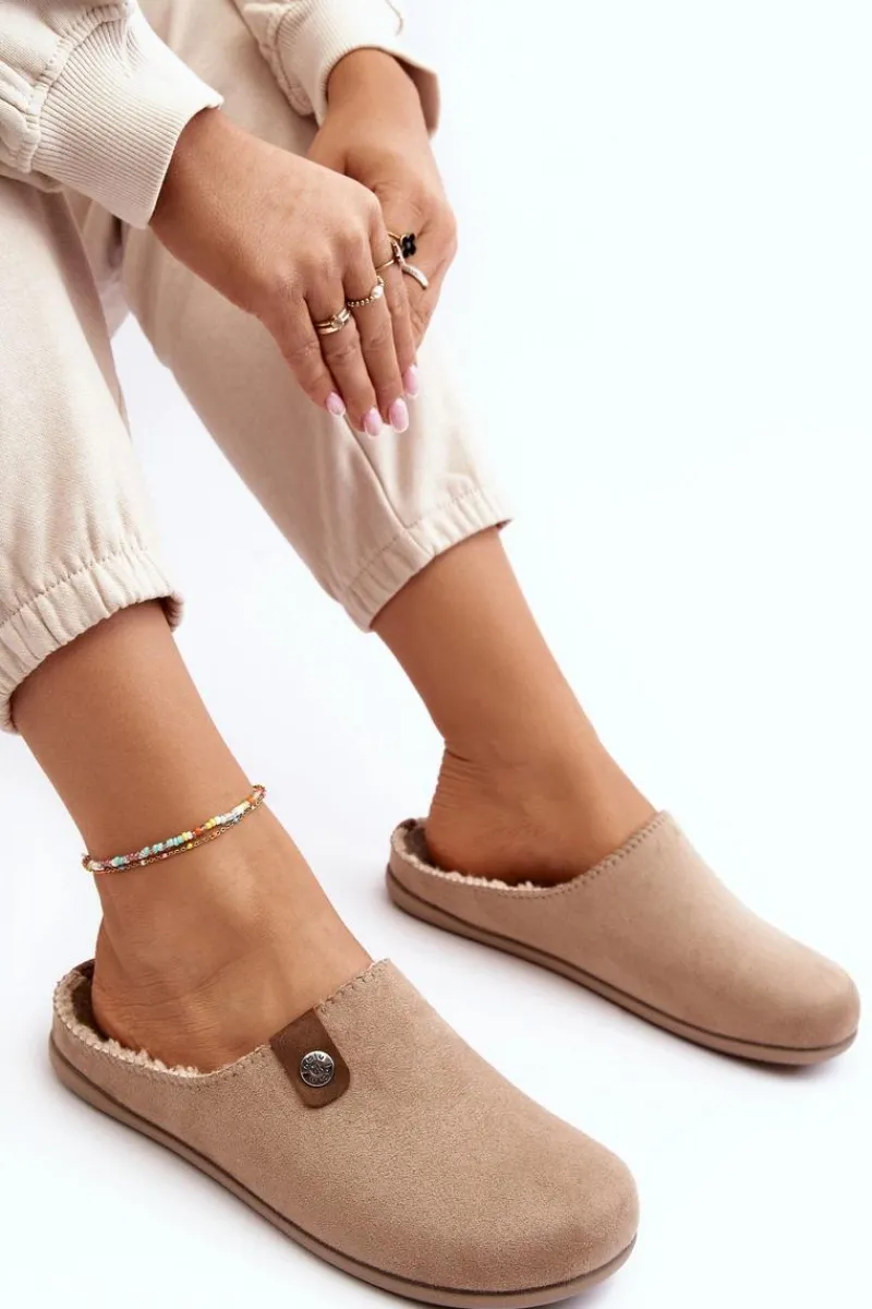 Sale Obuwie Domowe Kapcie Damskie GF000011 Beżowe Damskie Kapcie Klasyczne|Klapki Damskie Klasyczne