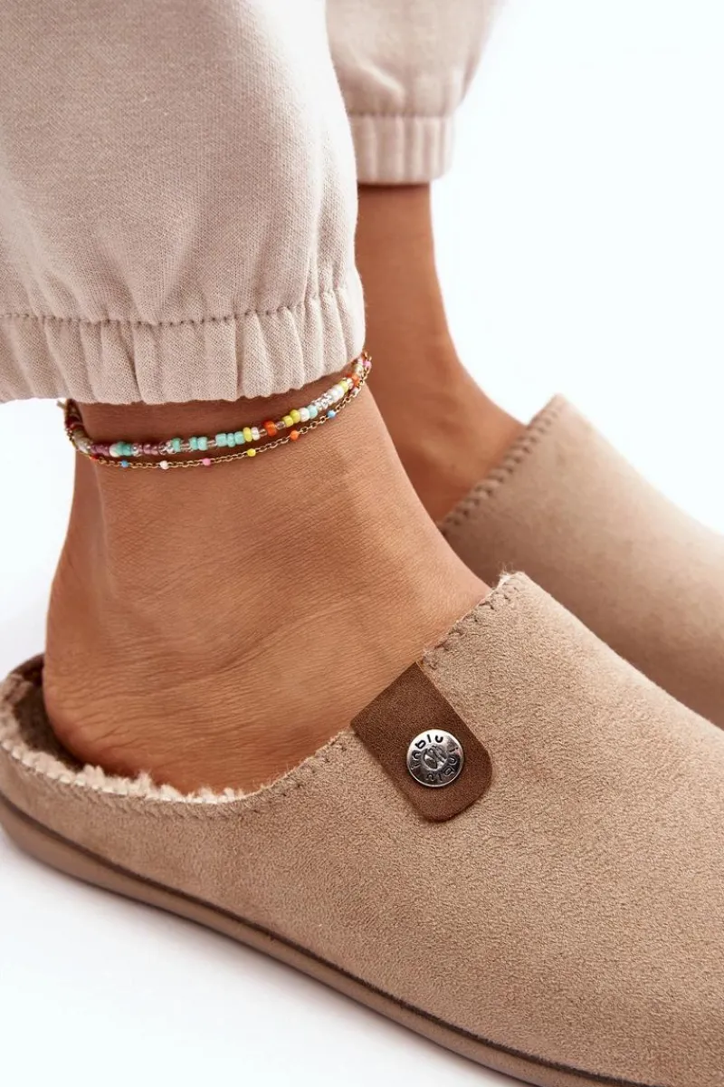 Sale Obuwie Domowe Kapcie Damskie GF000011 Beżowe Damskie Kapcie Klasyczne|Klapki Damskie Klasyczne