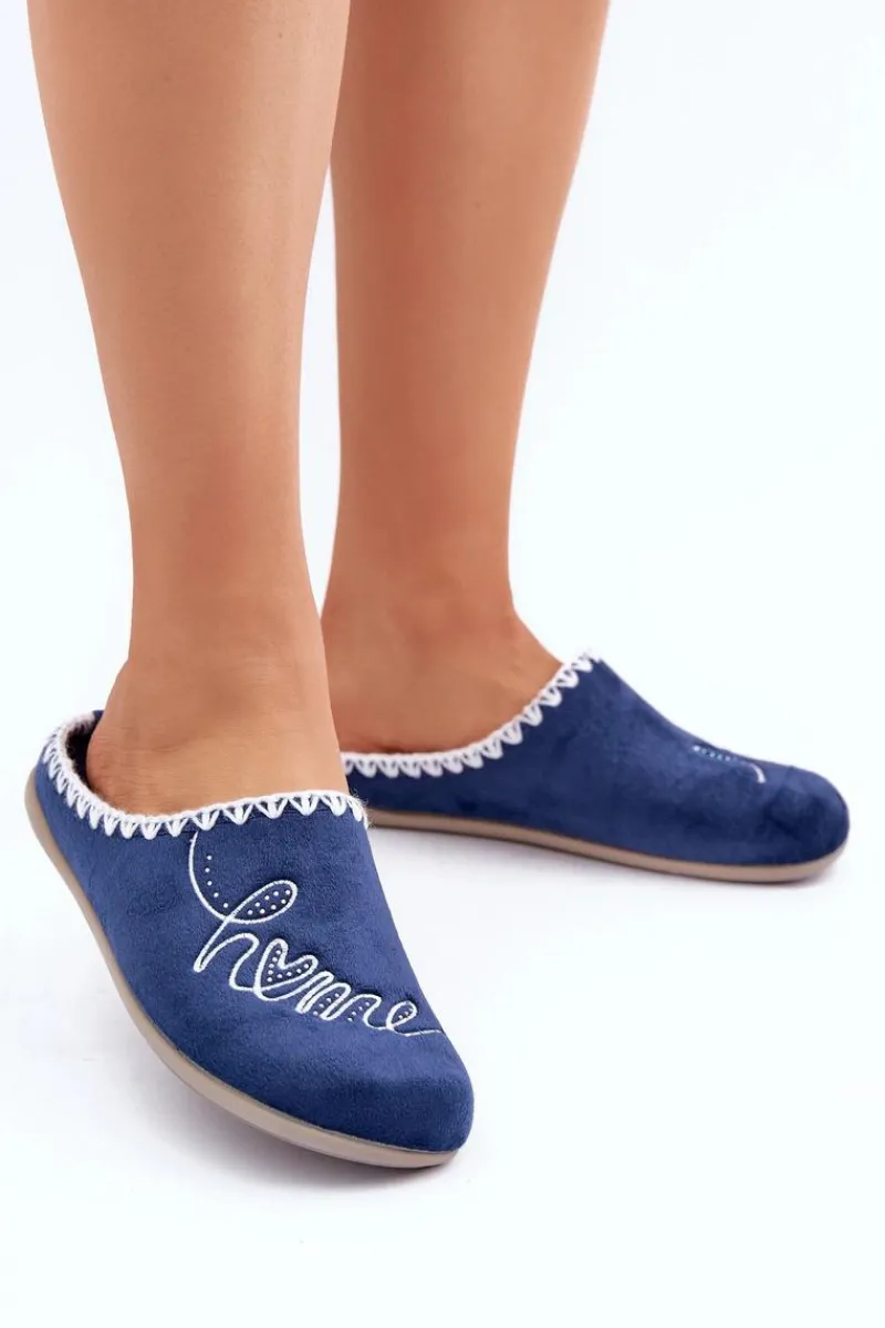 Kapcie Klasyczne|Klapki Damskie Klasyczne>INBLU Obuwie Domowe Kapcie Damskie GF000026 Granatowe