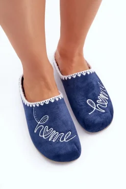 Kapcie Klasyczne|Klapki Damskie Klasyczne>INBLU Obuwie Domowe Kapcie Damskie GF000026 Granatowe
