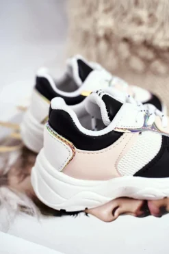 New Obuwie Sportowe Dziecięce Biało-Czarne Matylda Dzieci Dziewczęce