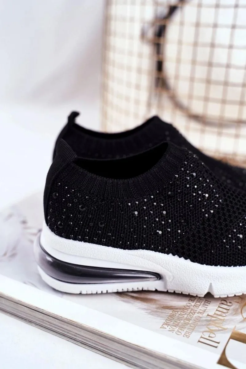 Dziewczęce>Boto Obuwie Sportowe Dziecięce Z Cyrkoniami Czarne Linda