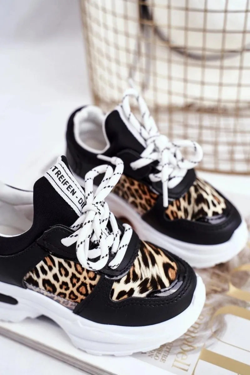 Best Boto Obuwie Sportowe Dziecięce W Panterkę Czarne Penny