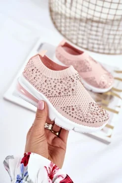 New Boto Obuwie Sportowe Dziecięce Z Cyrkoniami Różowe Linda