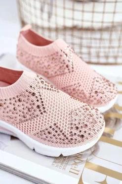 New Boto Obuwie Sportowe Dziecięce Z Cyrkoniami Różowe Linda