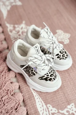 Hot Boto Obuwie Sportowe Dziecięce W Panterkę Białe Penny