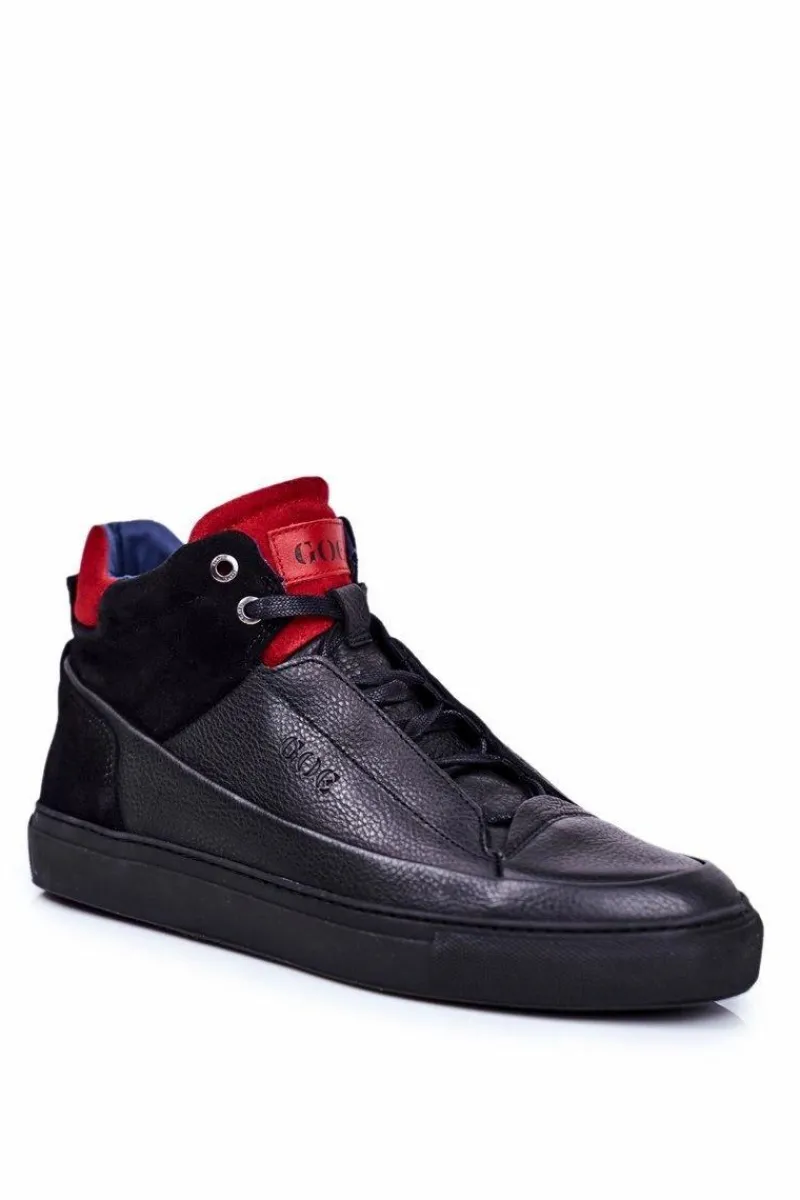 Best GOE Obuwie Sportowe Męskie Skórzane Czarne GG1N3114