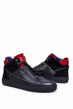 Best GOE Obuwie Sportowe Męskie Skórzane Czarne GG1N3114