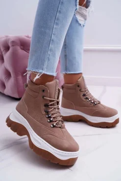 Boto Obuwie Trekkingowe Damskie Trapery Beżowe Greem