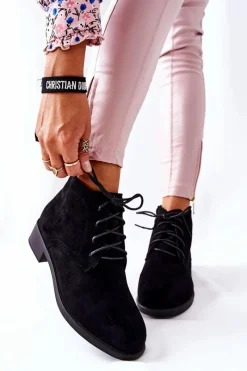 Ocieplane Botki Czarne Malitea Damskie Czarne Botki|Botki Zimowe Damskie