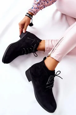 Ocieplane Botki Czarne Malitea Damskie Czarne Botki|Botki Zimowe Damskie