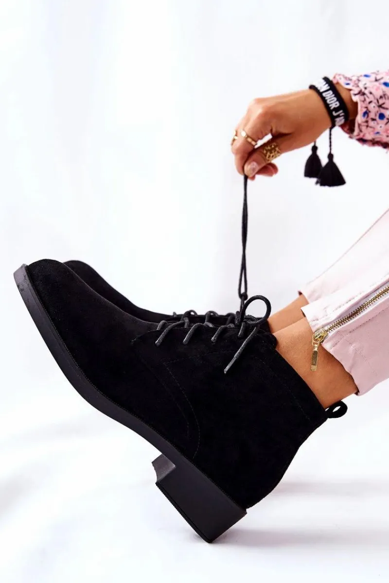 Ocieplane Botki Czarne Malitea Damskie Czarne Botki|Botki Zimowe Damskie