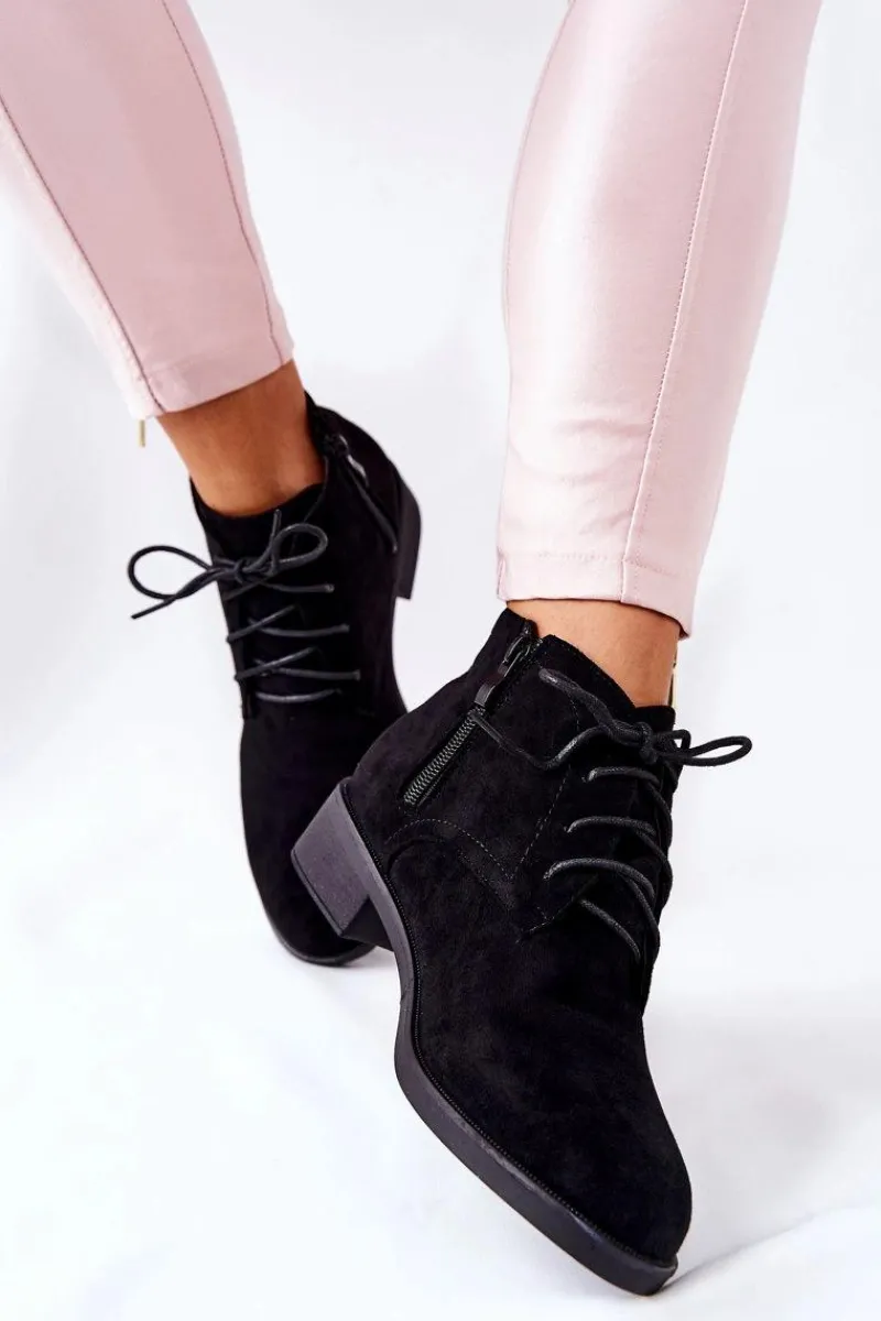 Ocieplane Botki Czarne Malitea Damskie Czarne Botki|Botki Zimowe Damskie