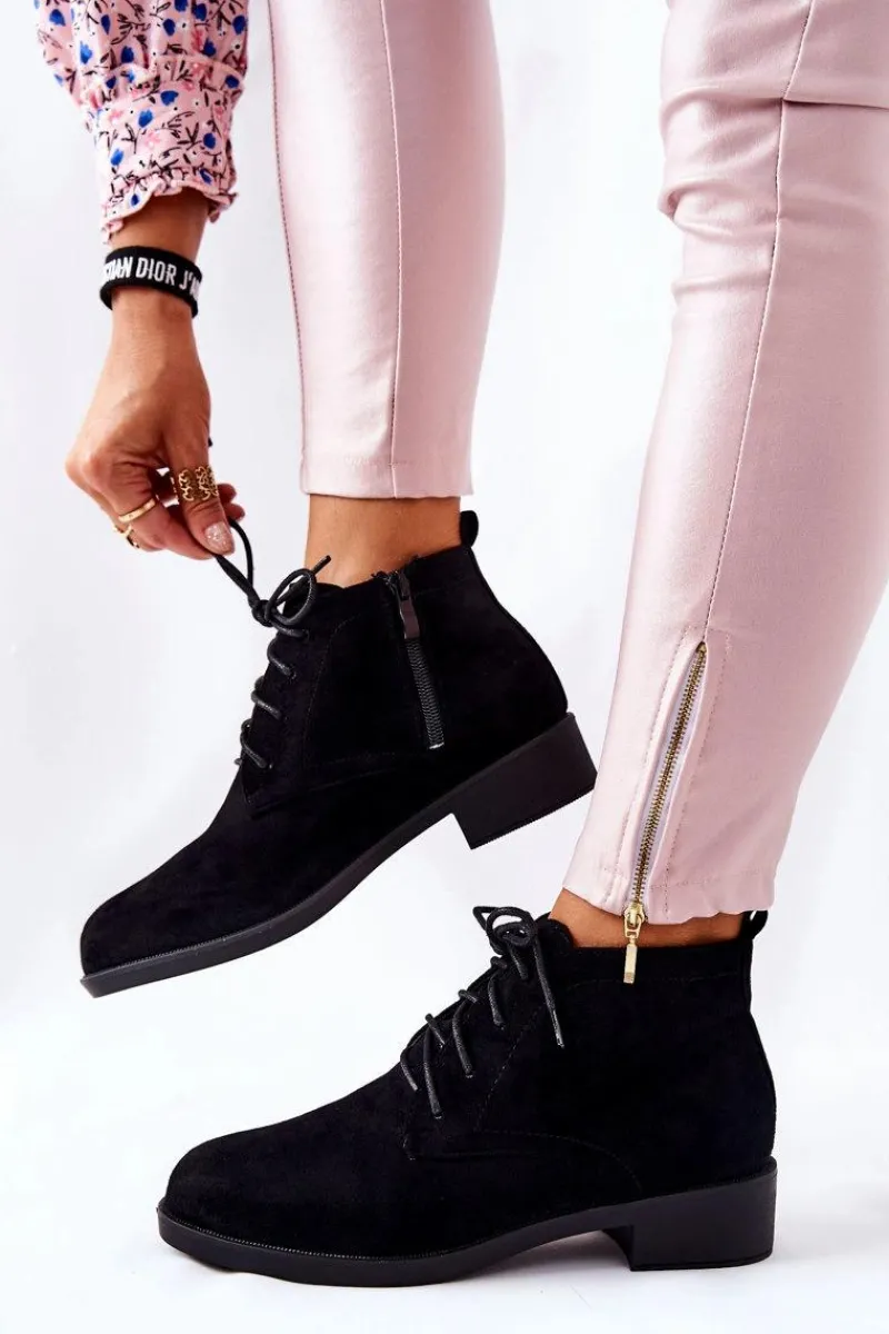 Ocieplane Botki Czarne Malitea Damskie Czarne Botki|Botki Zimowe Damskie