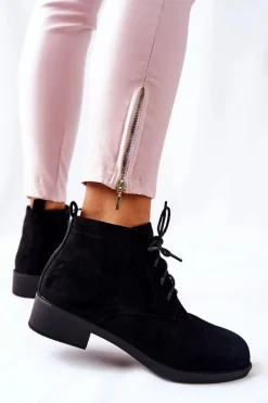 Ocieplane Botki Czarne Malitea Damskie Czarne Botki|Botki Zimowe Damskie