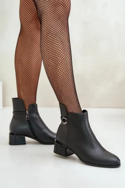 Clearance Ocieplane Botki Damskie Na Obcasie Zapinane Na Zamek Czarne Vinceza 66724 Damskie Botki Ocieplane|Botki Skórzane