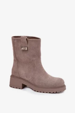 Online Boto Ocieplane Botki Damskie Na Niskim Obcasie Szare Mirellea