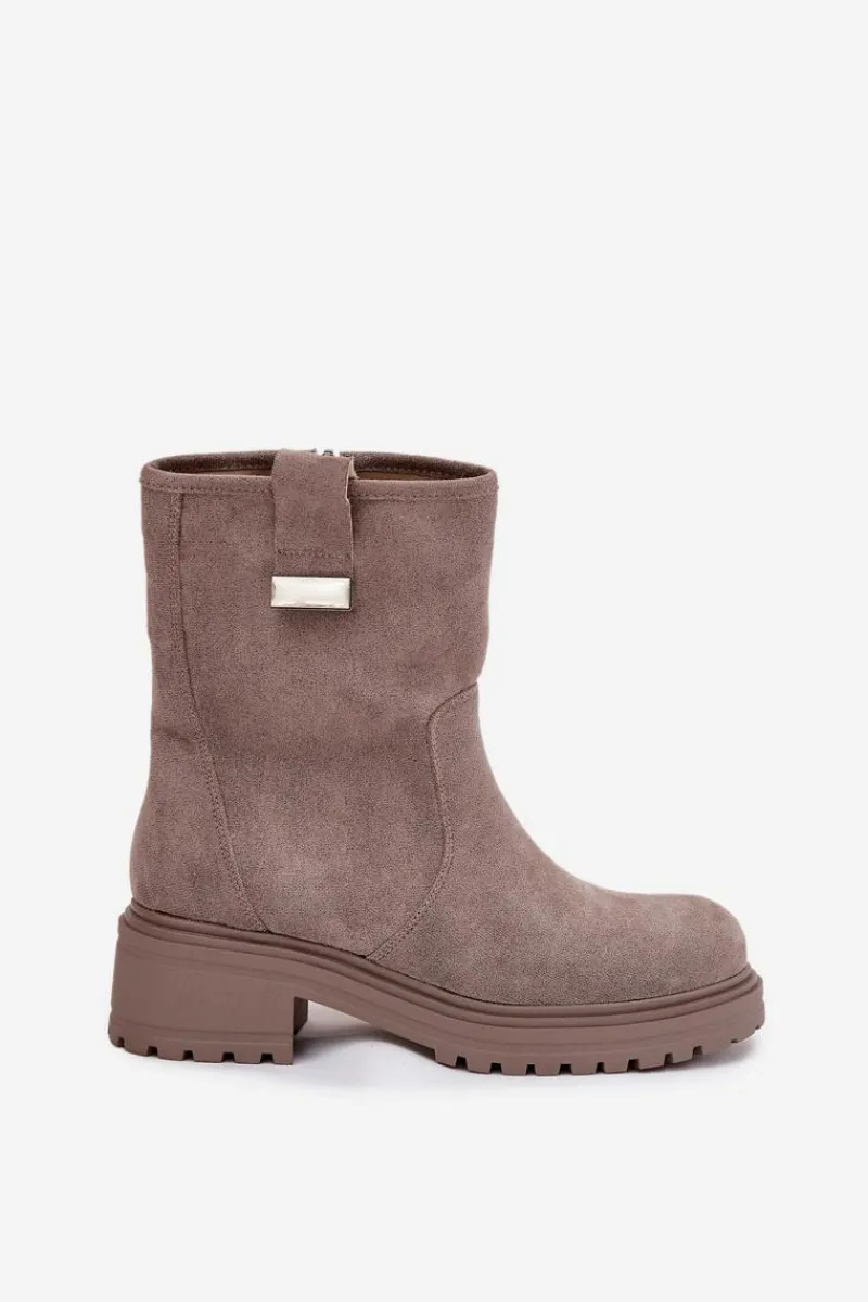 Online Boto Ocieplane Botki Damskie Na Niskim Obcasie Szare Mirellea