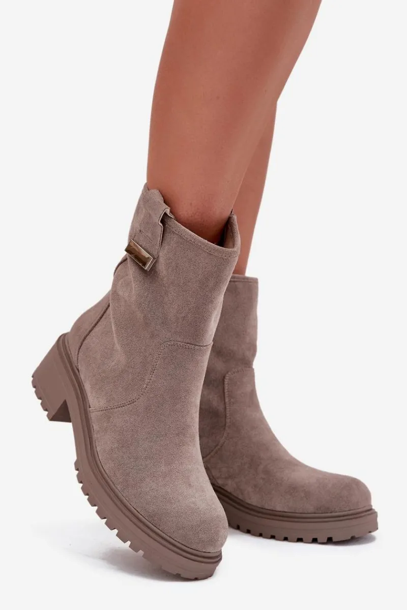 Online Boto Ocieplane Botki Damskie Na Niskim Obcasie Szare Mirellea