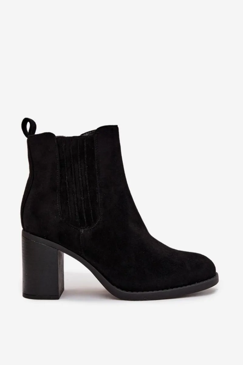 Sale Ocieplane Botki Damskie Na Słupkowym Obcasie Czarne Brevina Damskie Botki Ocieplane|Botki Na Słupku