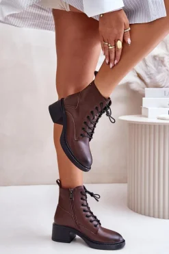 Botki Ocieplane|Botki Sznurowane></noscript>Buty damskie Vinceza Ocieplane Botki Damskie Na Niskim Obcasie Ze Skóry naturalnej Vinceza 66722 Brązowe