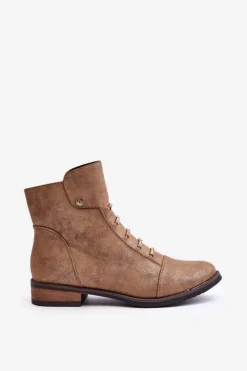 Botki Ocieplane|Czarne Botki></noscript>Boto Ocieplane Botki Damskie Na Płaskim Obcasie Złote Labise Złoty