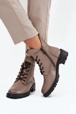 Botki Ocieplane|Botki Sznurowane></noscript>Buty damskie Vinceza Ocieplane Botki Damskie Na Klocku Vinceza 58609 Szare Szary