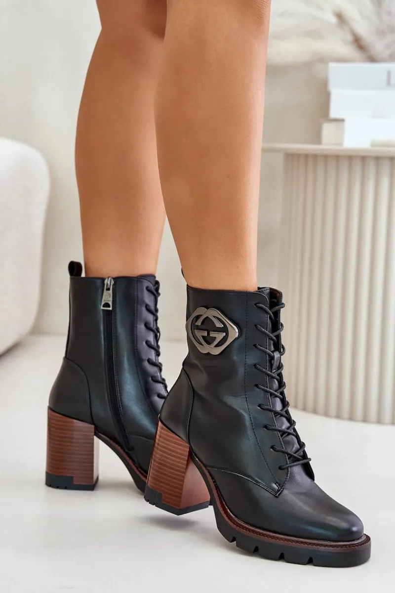 Hot Buty damskie Vinceza Ocieplane Botki Damskie Na Słupku Vinceza 58359 Czarne