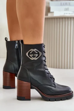 Hot Buty damskie Vinceza Ocieplane Botki Damskie Na Słupku Vinceza 58359 Czarne