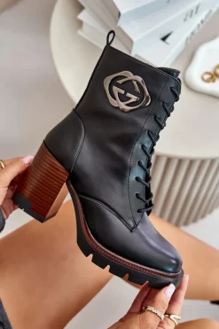 Hot Buty damskie Vinceza Ocieplane Botki Damskie Na Słupku Vinceza 58359 Czarne