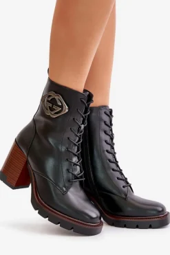 Hot Buty damskie Vinceza Ocieplane Botki Damskie Na Słupku Vinceza 58359 Czarne