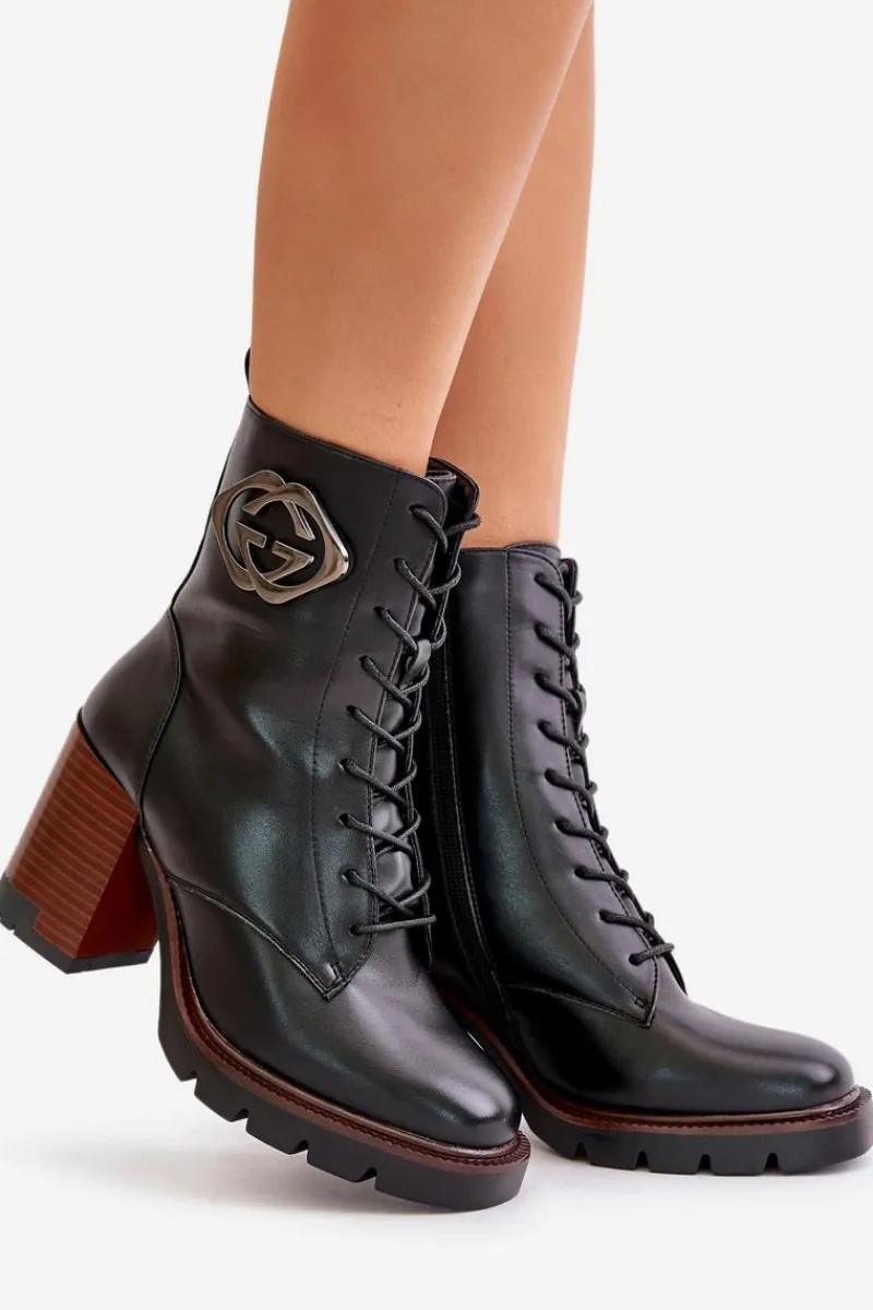 Hot Buty damskie Vinceza Ocieplane Botki Damskie Na Słupku Vinceza 58359 Czarne