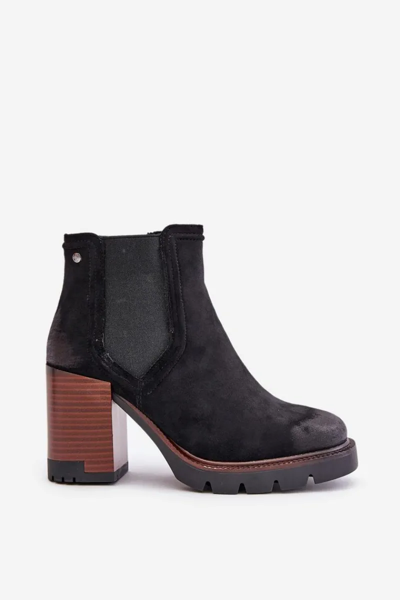 New Buty damskie Vinceza Ocieplane Botki Damskie Na Słupku Z Eko Zamszu Vinceza 58356 Czarne