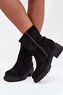 Outlet Ocieplane Botki Damskie Na Niskim Obcasie Czarne Mirellea Damskie Brązowe I Beżowe Botki|Botki Na Obcasie