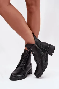 Best Buty damskie Vinceza Ocieplane Botki Damskie Na Klocku Vinceza 58609 Czarne Czarny